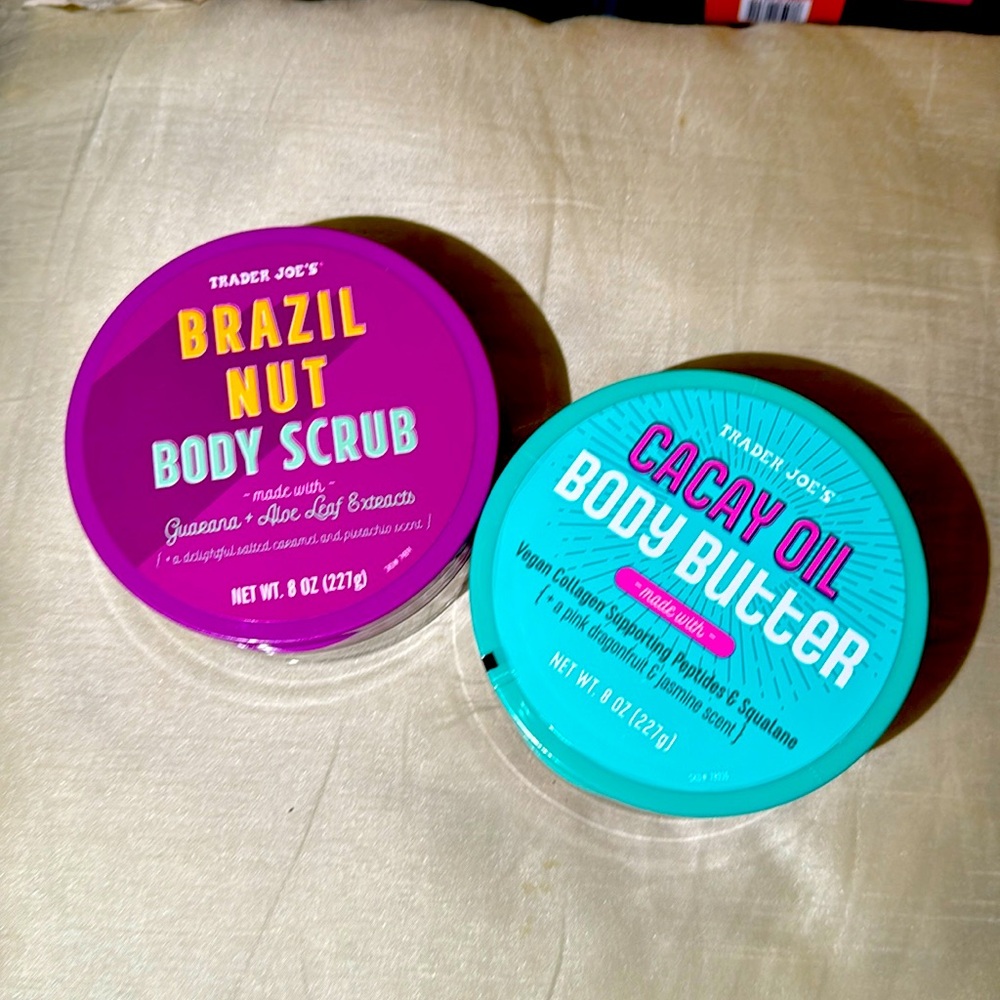 Trader Joe’s body butter and body scrub